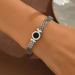Silver Plated Stainless Steel Roman Numeral Bracelet
